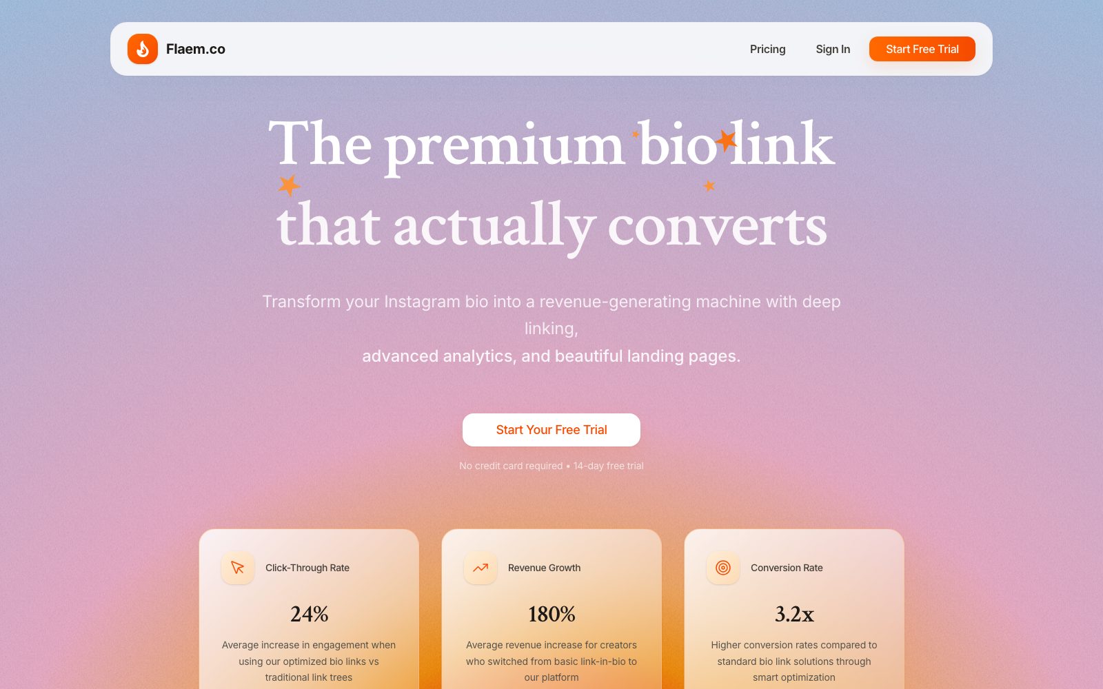 Flaem homepage preview