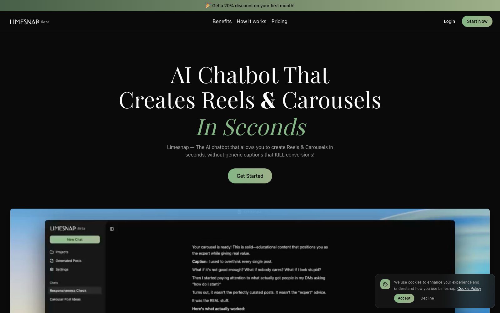 LimeSnap homepage preview