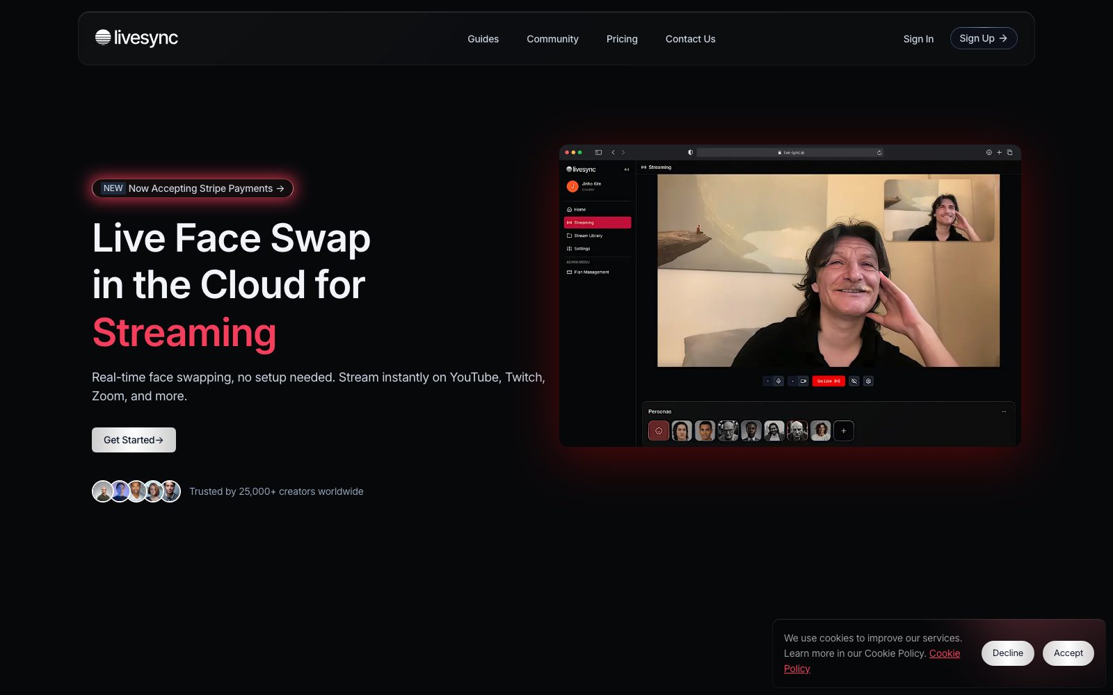 Live Sync homepage preview