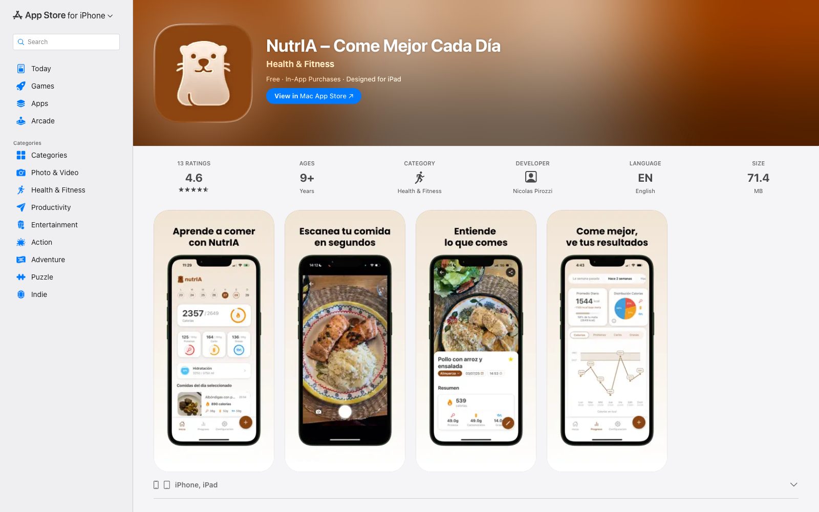 Nutria homepage preview