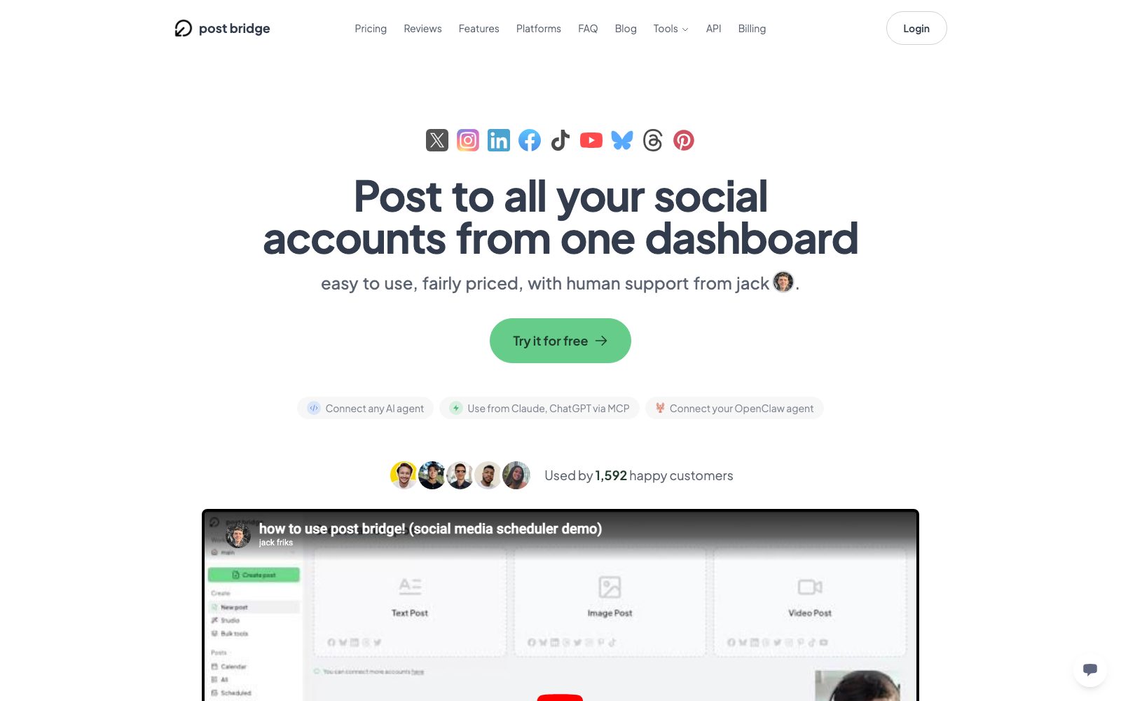 Post Bridge homepage preview