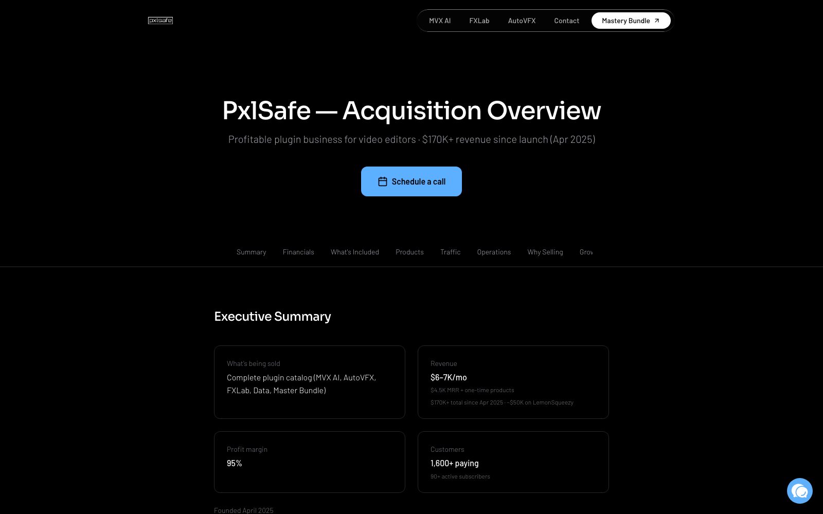 PxlSafe homepage preview