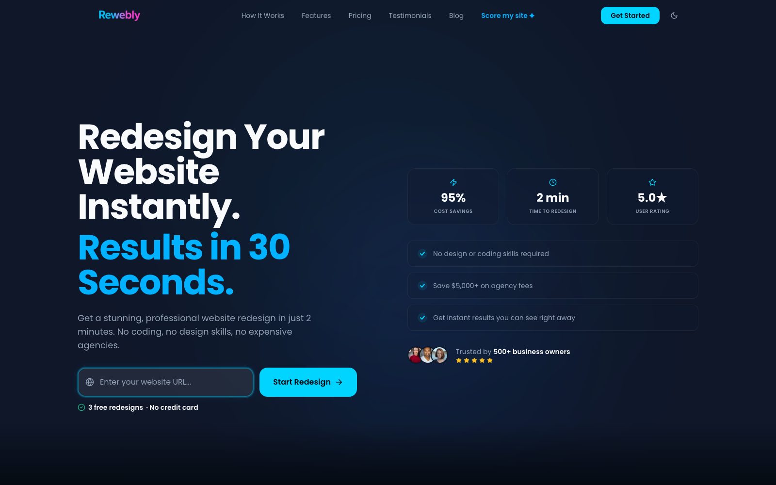 Rewebly homepage preview